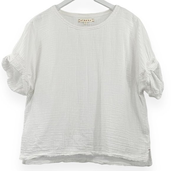 XiRENA Tops Xirena White Savoy Cotton Gauze Easy Fit Short Sleeve